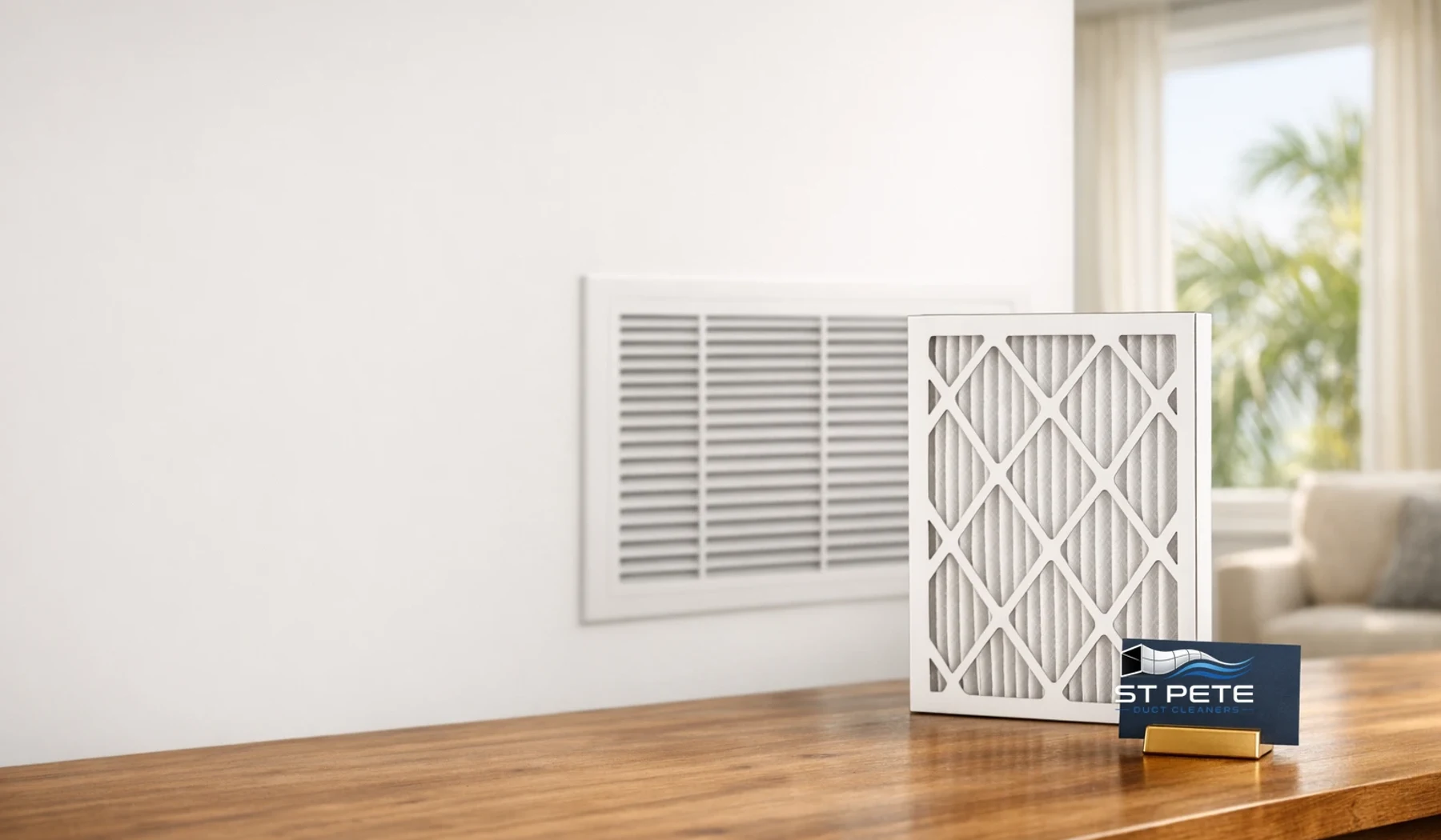 Premium HVAC filter and clean home air vent representing Hales AC Comfort Club duct and IAQ savings.